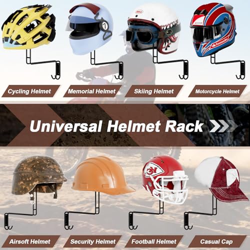 NANAGIFTREE Motorcycle Helmet Holder Wall Mount 2 Pack Motorcycle Helmet Rack Motorcycle Accessories Organizer for Entryway or Garage - Image 3
