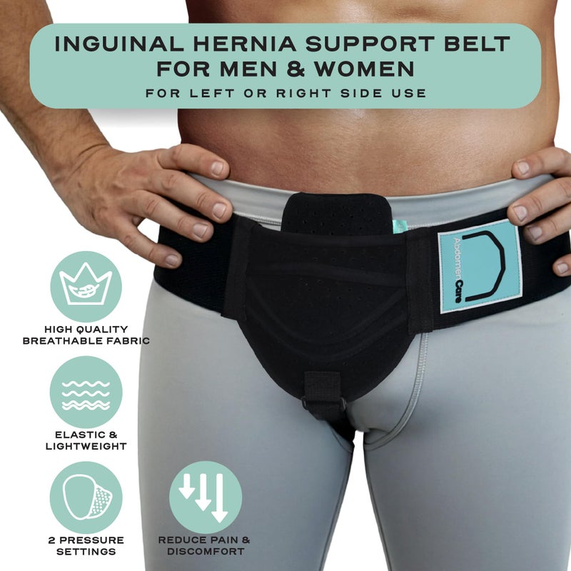 Abdomencare Inguinal Hernia Support Belt for Men & Women with 2 Compression Pads - Hernia Belt for Men Inguinal - For Left or Right Side Inguinal Hernias - Hernia Belts for Men Truss Support - S/M - Image 2