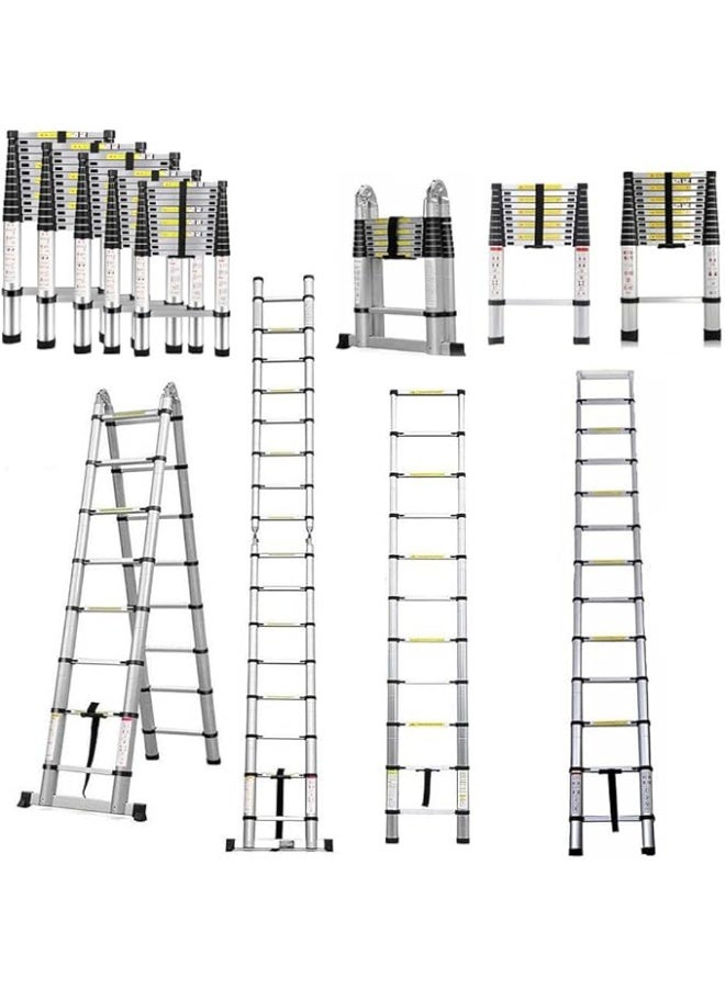 Aluminum Telescopic Ladder 2.6m – Extendable Folding Loft Ladder – EN131 Certified – Durable & Portable Ladder with 150kg Load Resistance - Image 1