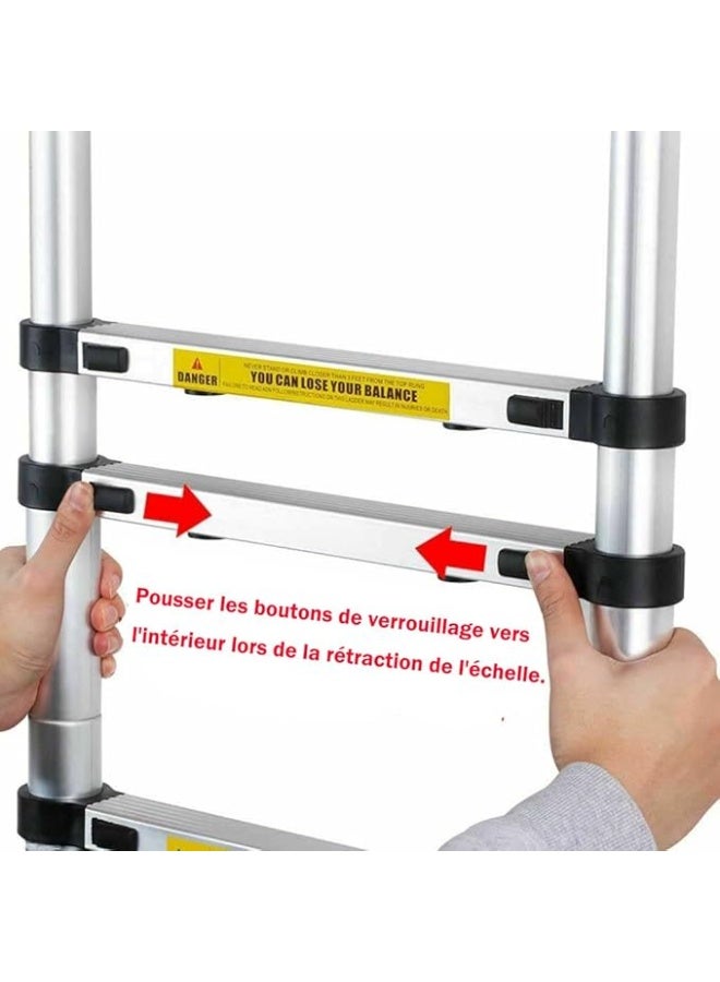 Aluminum Telescopic Ladder 2.6m – Extendable Folding Loft Ladder – EN131 Certified – Durable & Portable Ladder with 150kg Load Resistance - Image 3