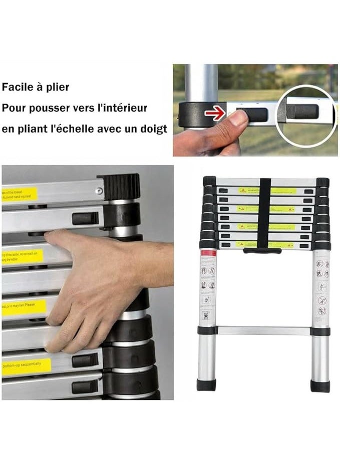 Aluminum Telescopic Ladder 2.6m – Extendable Folding Loft Ladder – EN131 Certified – Durable & Portable Ladder with 150kg Load Resistance - Image 4