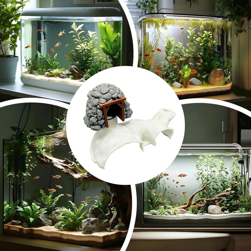 Fish Cave for Aquarium | Shrimp Breeding Hideaway Shelter - Aquarium Underground Tunnel | for Betta Guppy Cory Small Cichlid Catfish Hiding Reptile Hermit Crab Terrarium Refuge - Image 4
