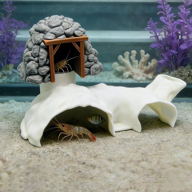 Fish Cave for Aquarium | Shrimp Breeding Hideaway Shelter - Aquarium Underground Tunnel | for Betta Guppy Cory Small Cichlid Catfish Hiding Reptile Hermit Crab Terrarium Refuge - Image 3