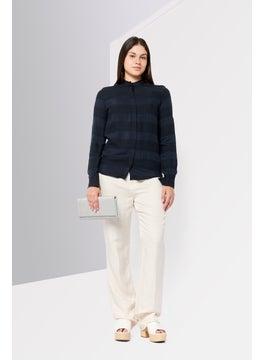 Harmont & Blaine Women Crew Neck Long Sleeves Stripe Shirt, Navy  - Image 2