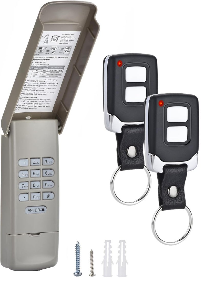 Amtake Garage Door Opener Keypad with 2 Garage Door Opener Remote Compatible with Liftmaster Chamberlain Craftsman Garage Door Opener Keypad 877MAX 893LM 893Max 971LM 371LM - Image 1