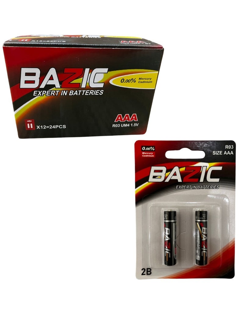 Bazic AAA Alkaline Disposable Batteries – Perfect for Remote Controls, Toys & More
