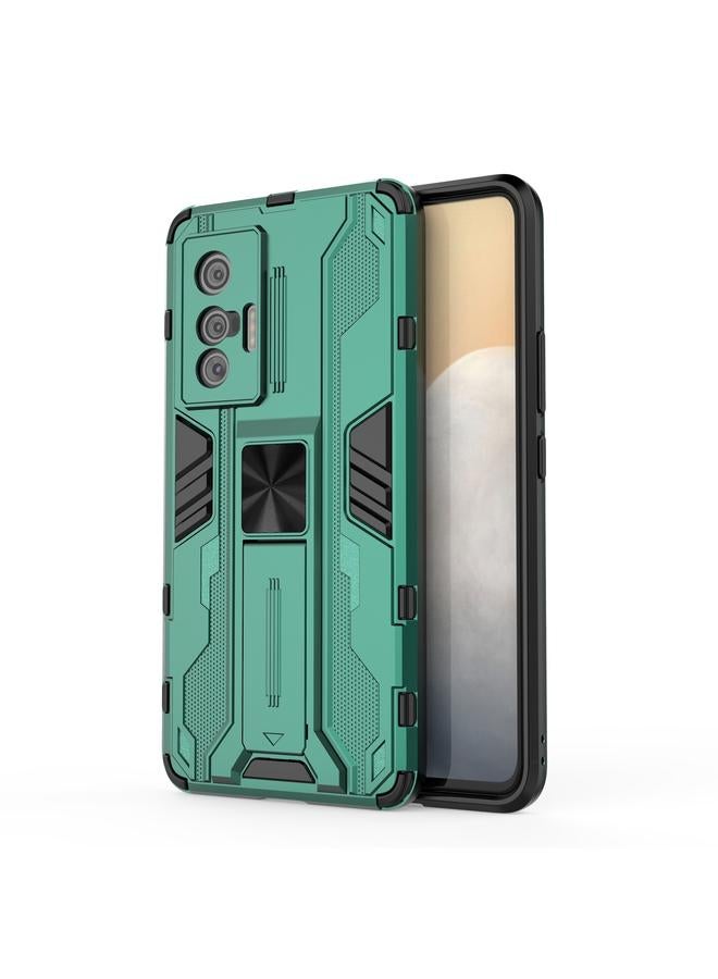 جرين تايجر لـ vivo X70 Supersonic PC + حافظة واقية مقاومة للصدمات من مادة TPU مع حامل (أخضر) - Image 1