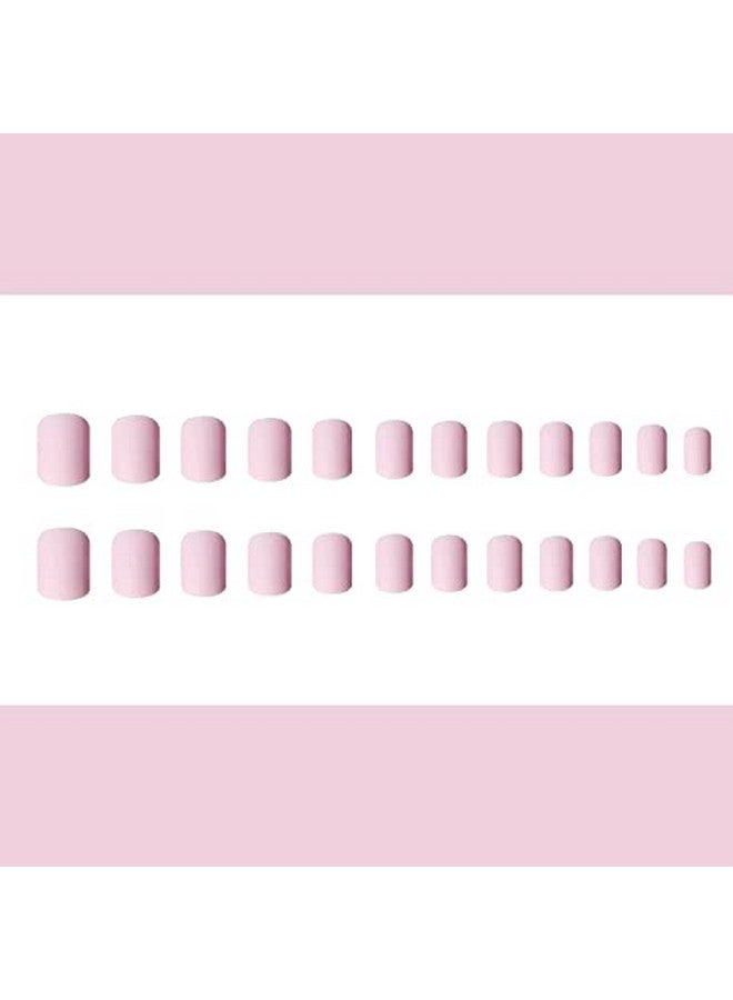 KLOSS BEAUTY Matt Pink Short Square Nails Set Of 24 Reusable Uv Treated Gel Finished Presson Nails With Matt Finish (Pink) - Image 2