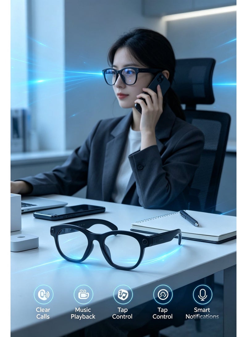 AI Translation Smart Glasses, Bluetooth Call Real Time Language ranslation Smart Glasses, Bluetooth Call Real Time Language Translation Smart Glasses, Bluetooth Call Real Time Language ranslator Glasses, UV Protection Eyeglasses Touch Control Open Ear Audio Glasses for Travel Businessn - Image 3
