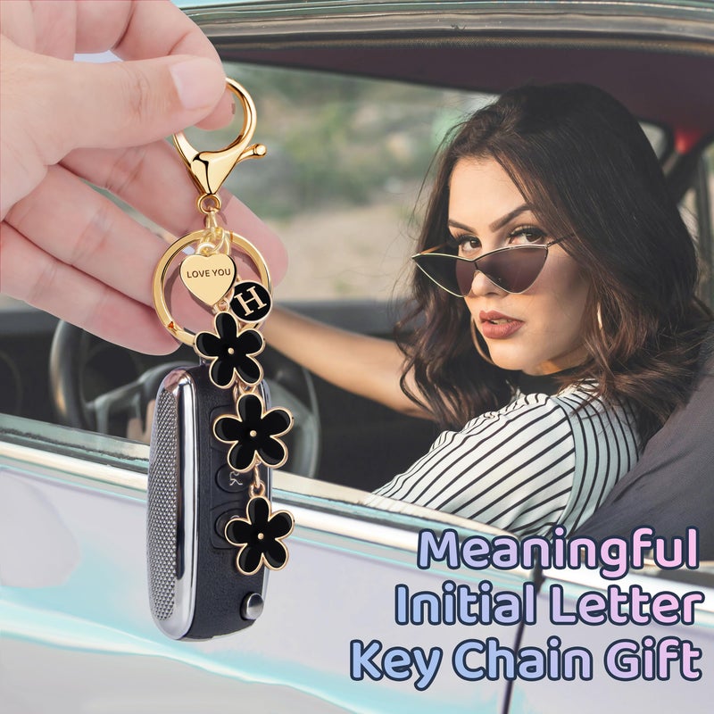 Suweibuke Initial Letter Keychain with Love You Heart, Cute Key Chain Gift for Women Girl, Charm for Keys Handbags Backpacks (Black-A) - Image 3