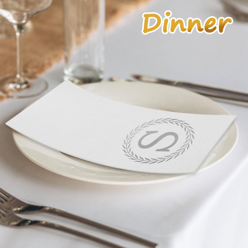 NFSQ 100 Silver Monogram Disposable Napkins - Letter S Hand Towels Decorative  Dinner Napkins for Guest  Monogrammed Hand Towels for Bathroom Wedding Birthday Party Baby Shower - Image 3