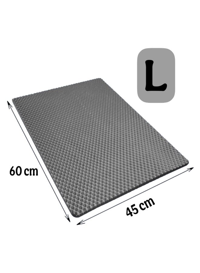 Cat Litter Mat with Honeycomb Design, Double Layer Sand Trapping Mat, Large Size, Easy to Clean, Non-Slip and Waterproof, Foldable 60×45 cm, Grey - Image 4