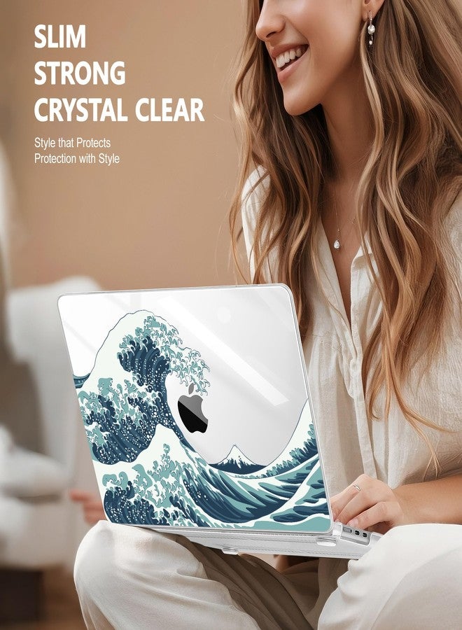 May Chen Compatible with M4 MacBook Air 15 inch Case 2025 2024 2023 A3241 A3114 M3 A2941 M2 with Liquid Retina Display & Touch ID, Plastic Hard Shell with Keyboard Cover - Great Wave - Image 4