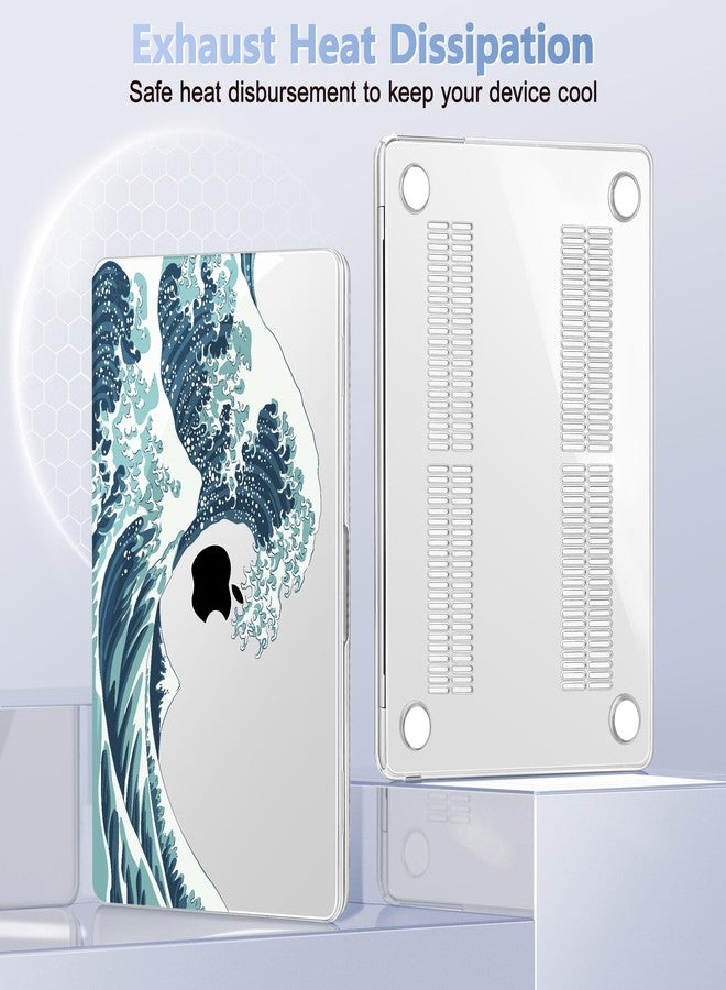 May Chen Compatible with M4 MacBook Air 15 inch Case 2025 2024 2023 A3241 A3114 M3 A2941 M2 with Liquid Retina Display & Touch ID, Plastic Hard Shell with Keyboard Cover - Great Wave - Image 5