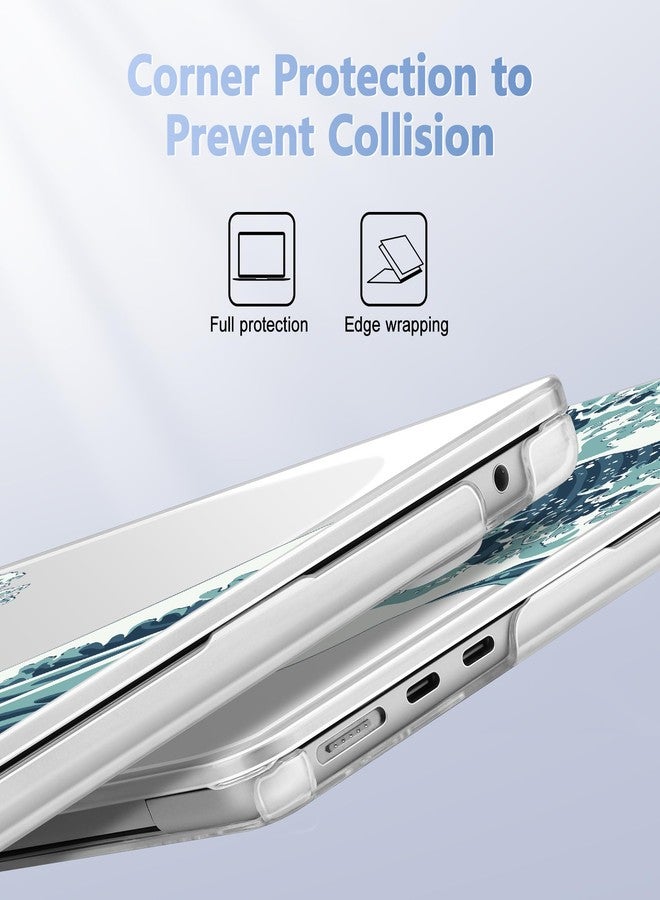 May Chen Compatible with M4 MacBook Air 15 inch Case 2025 2024 2023 A3241 A3114 M3 A2941 M2 with Liquid Retina Display & Touch ID, Plastic Hard Shell with Keyboard Cover - Great Wave - Image 3