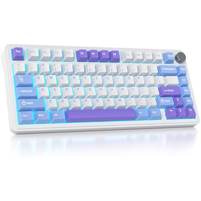 rayihni 75% PERCENT WIRELESS KEYBOARD WITH GASKET, TKL WIRELESS MECHANICAL GAMING KEYBOARD BLUETOOTH/2.4 GHZ/USB, AMERICA QWERTY, PRE-LUBRICATED SWITCH FOR PC M75-STARLIGHT - Image 1