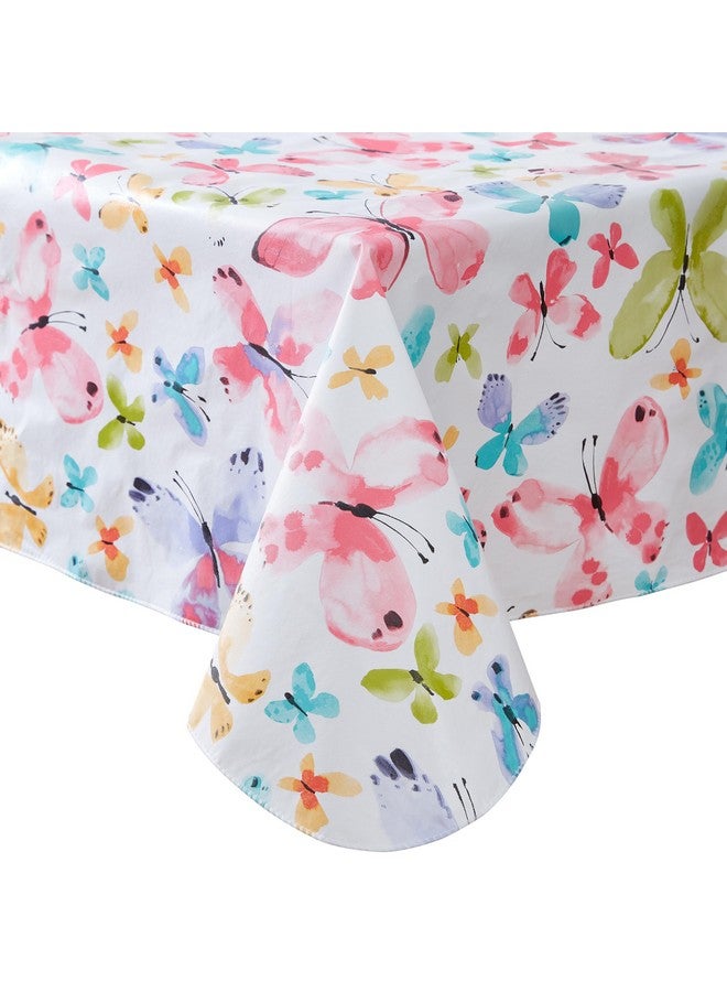 Newbridge Butterflies are Free Vinyl Flannel Backed Tablecloth, 60 x 102 Rectangle, Pastel Butterfly Vinyl Tablecloth with Flannel Backing for Picnic Party and Dining - Image 3