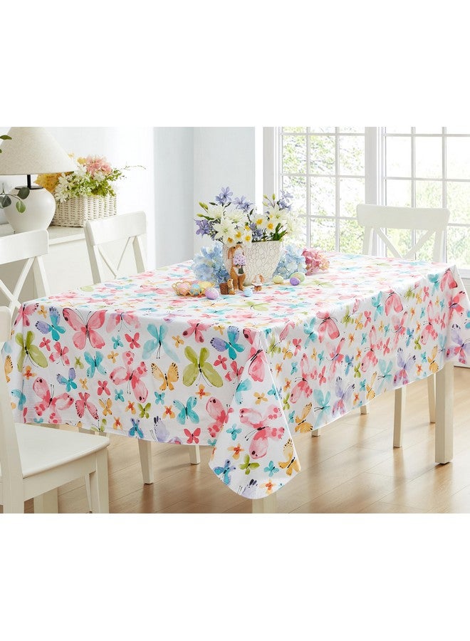 Newbridge Butterflies are Free Vinyl Flannel Backed Tablecloth, 60 x 102 Rectangle, Pastel Butterfly Vinyl Tablecloth with Flannel Backing for Picnic Party and Dining - Image 5