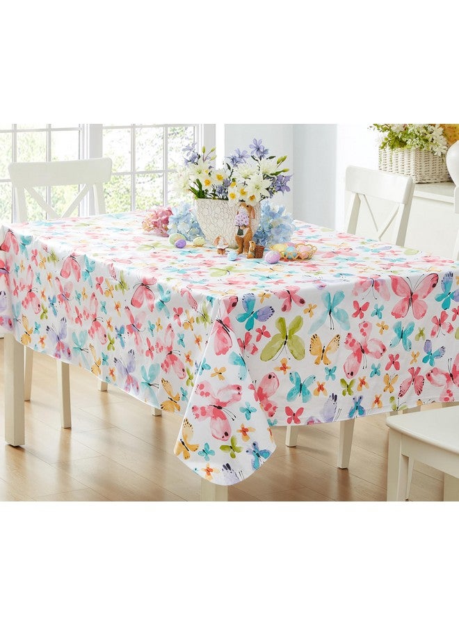 Newbridge Butterflies are Free Vinyl Flannel Backed Tablecloth, 60 x 102 Rectangle, Pastel Butterfly Vinyl Tablecloth with Flannel Backing for Picnic Party and Dining - Image 2