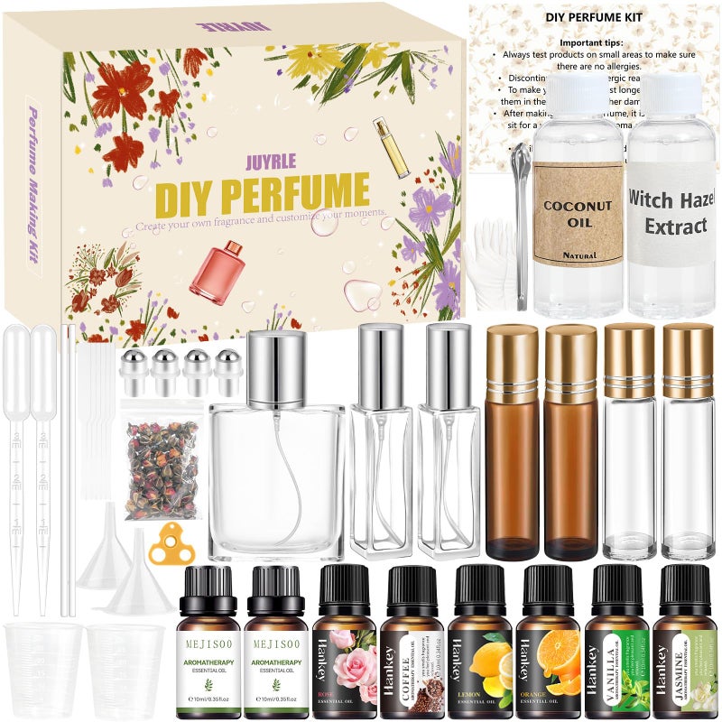 JUYRLE Perfume Making Kit- DIY Roller Perfume Making Kits for Women, Make Your Own Scent with Essential Oil, Bottle, Roller Fragrance Set, Fragrance Gifts for Women Girls - Image 1