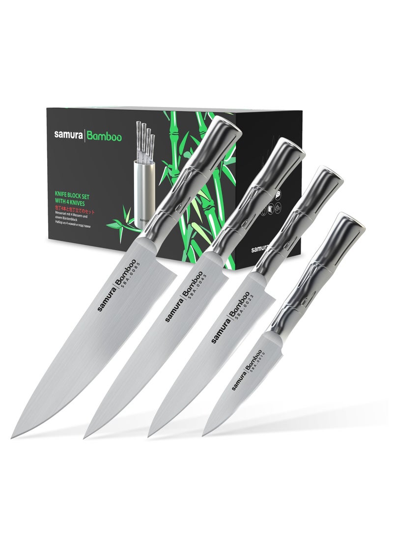 Samura Samura Kitchen Knives Set of 4 | Paring Knife, Utility Knife, Slicing Knife, Chef's Knife | AUS-8 Steel Manganese Blade | Polypropylene Handle | Lightweight | Professional Grade | Precision Cutting  - Image 1