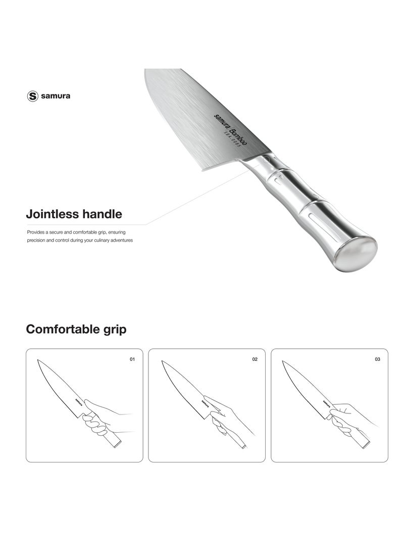 Samura Samura Kitchen Knives Set of 4 | Paring Knife, Utility Knife, Slicing Knife, Chef's Knife | AUS-8 Steel Manganese Blade | Polypropylene Handle | Lightweight | Professional Grade | Precision Cutting  - Image 3