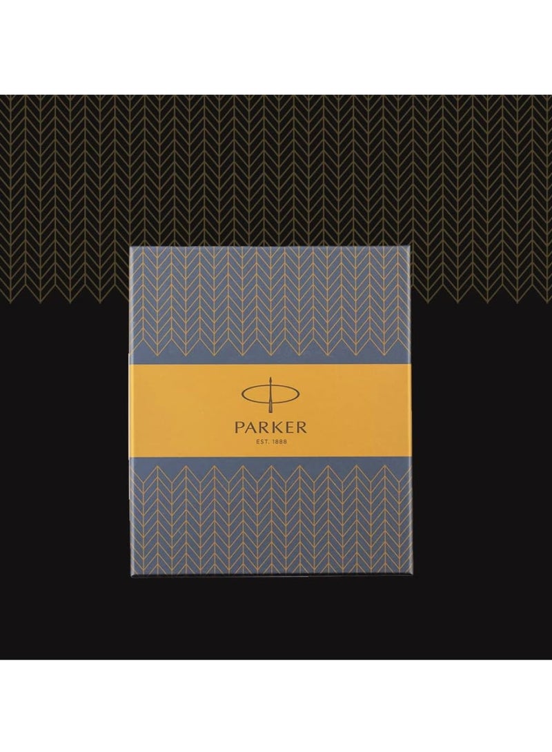 Parker Gift Set Frontier Matte Black Gold Trim Roller Ball Pen With Card Holder | 1 Pen + 1 Card Holder| Ink Color - Blue | Perfect For Employees | Unique Gifts For Entrepreneurs - Image 2