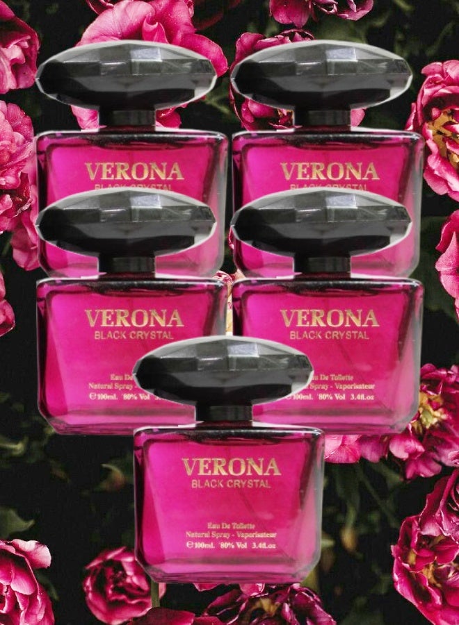 CRYSTAL 5 Pieces Verona Black Crystal Perfume 100ML - Image 1