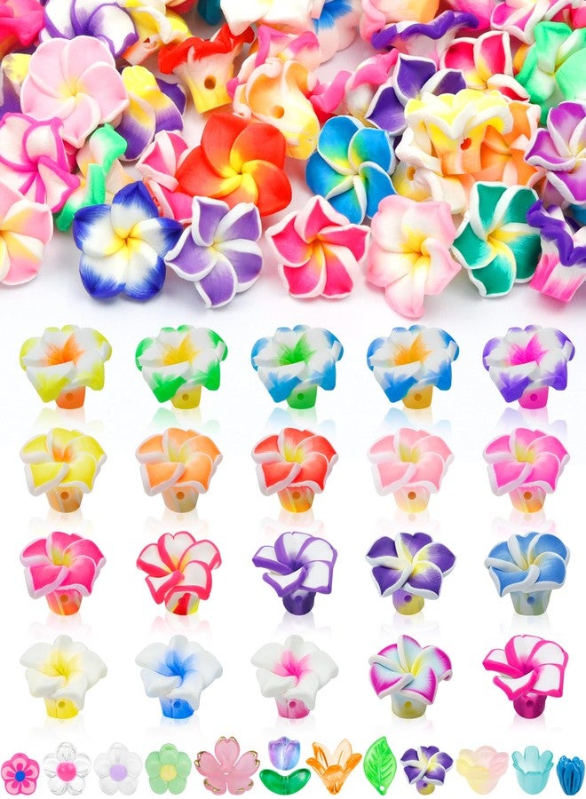 FIVEIZERO 80PCS Clay Plumeria Flower Beads, 20 Colors Hawaiian Polymer Floral Bead Charms for Bracelets, Necklaces & DIY Jewelry Making Crafts - Image 1