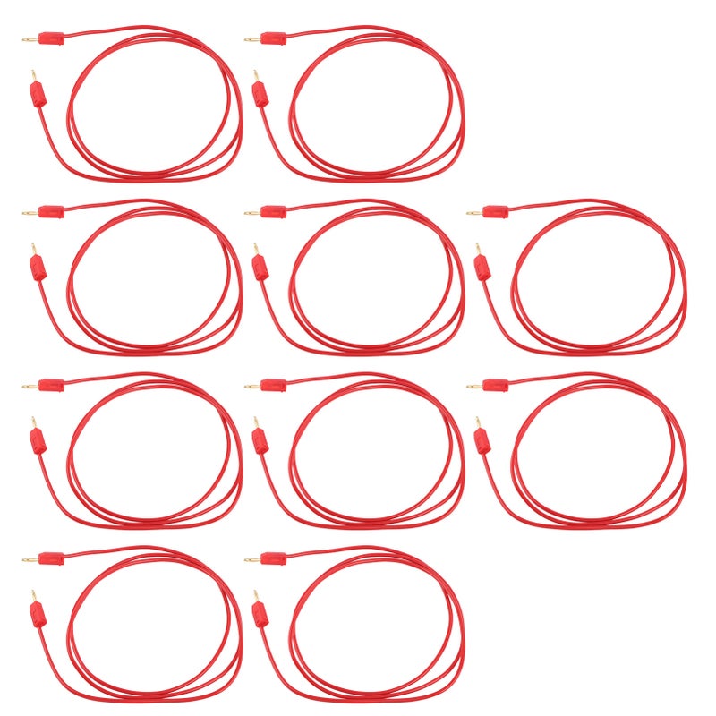 10Set Banana Plug Test Lead Brass PVC Electrical Test Wire Cable for Multimeter 2mm Red - Image 3