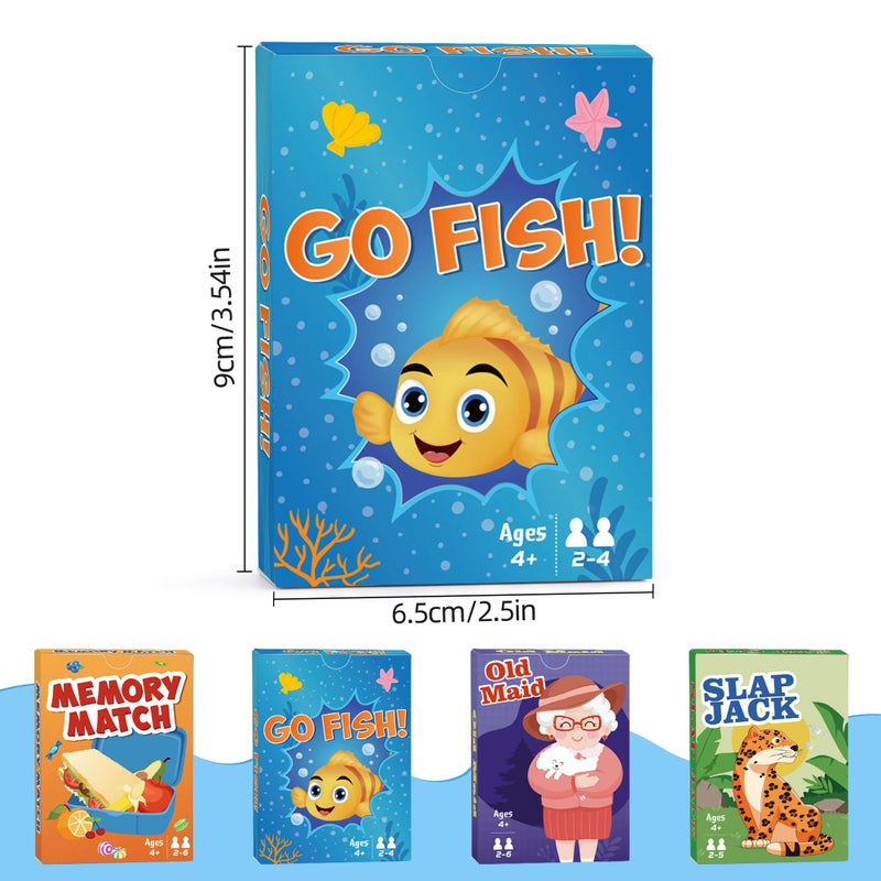 Timenued Card Games Go Fish,Old Maid,Slap Jack and Memory Match-4 Decks in 1 Pack,Classic Card Games for Kids Toddlers,Fun Kids Games for Family Party Game Night,Stocking Stuffers Gifts for Boys and Girls - Image 3