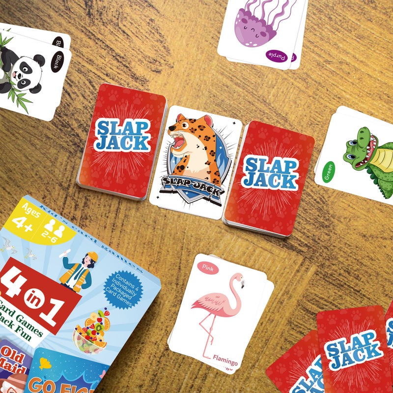 Timenued Card Games Go Fish,Old Maid,Slap Jack and Memory Match-4 Decks in 1 Pack,Classic Card Games for Kids Toddlers,Fun Kids Games for Family Party Game Night,Stocking Stuffers Gifts for Boys and Girls - Image 5