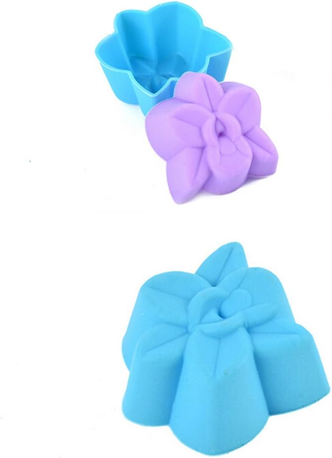 comfrt 10 Pack 1.2inch Reusable Silicone Orchid Muffin Cookie Cup Cake Egg Tart Cup Baking Mold Chocolate Jelly Soap Maker Mold - Image 5