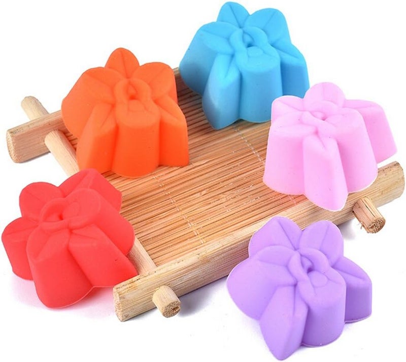 comfrt 10 Pack 1.2inch Reusable Silicone Orchid Muffin Cookie Cup Cake Egg Tart Cup Baking Mold Chocolate Jelly Soap Maker Mold - Image 2