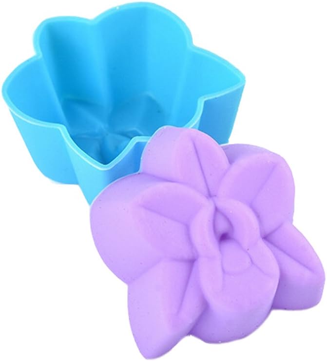 comfrt 10 Pack 1.2inch Reusable Silicone Orchid Muffin Cookie Cup Cake Egg Tart Cup Baking Mold Chocolate Jelly Soap Maker Mold - Image 3