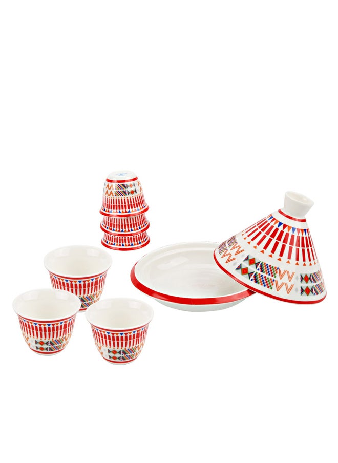 AL SANIDI Ceramic Serving plates set, White, Set 8 pcs  - Image 1
