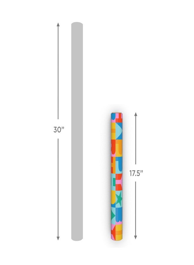 Hallmark Birthday Wrapping Paper Mini Roll (Rainbow Block Letters) for Kids Birthday - 40 Sq. Ft. - Image 3