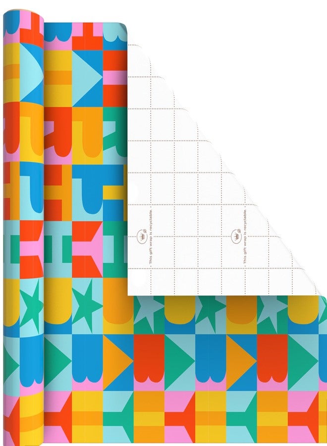 Hallmark Birthday Wrapping Paper Mini Roll (Rainbow Block Letters) for Kids Birthday - 40 Sq. Ft. - Image 4