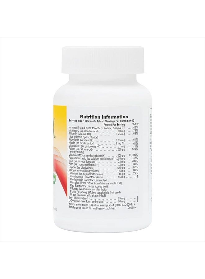 Nature's Plus NaturesPlus Hema-Plex Iron - 60 Mixed Berry Chewables - 85 mg Elemental Iron - Total Blood Health - with Vitamin C & Bioflavonoids - Vegan, Gluten Free - 20 Servings - Image 2