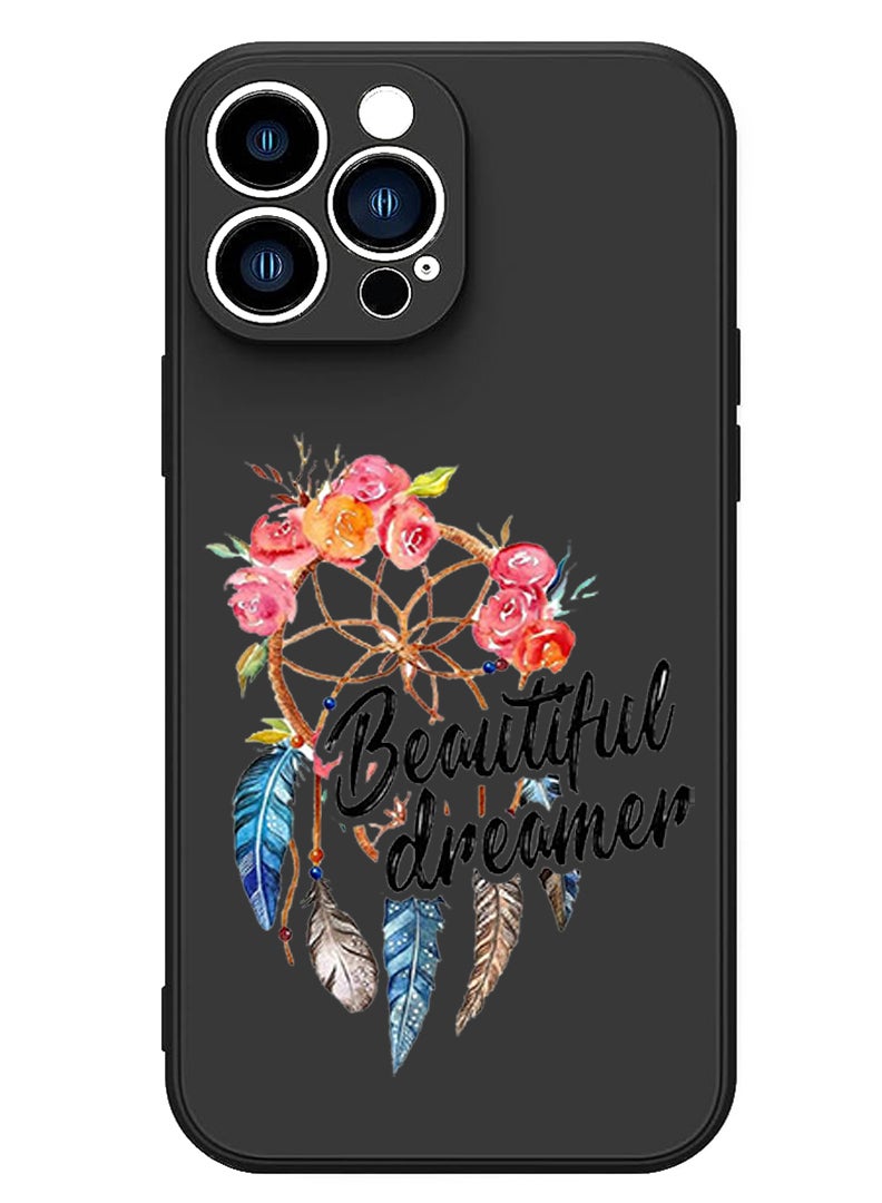 Theodor Protective Slim Fit Case Liquid Silicone Cover with Full Body Protection Anti-Scratch Shockproof Case For iPhone 14 Pro Black  - Beautiful Dreamer white copy - Image 1