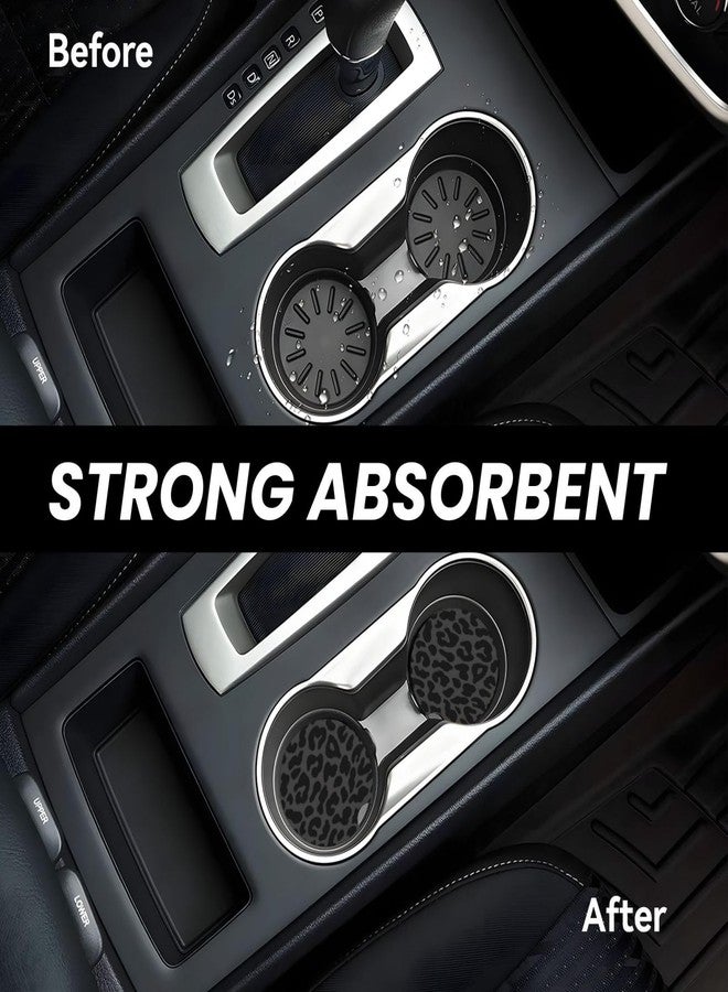KARREAL Black Leopard Print Steering Wheel Cover & 2 Pcs Ceramic Absorbent Cupholder Coasters, Car Accessories Decorations for Women, Fit 14.5-15 Inch Auto, Suvs, Truck - Image 5