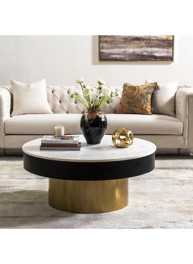 Pan Home Beaton New Coffee Table Marble - White And Gold ~ White - Image 1