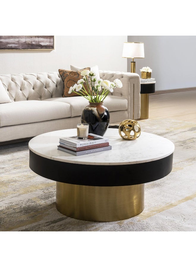 Pan Home Beaton New Coffee Table Marble - White And Gold ~ White - Image 4