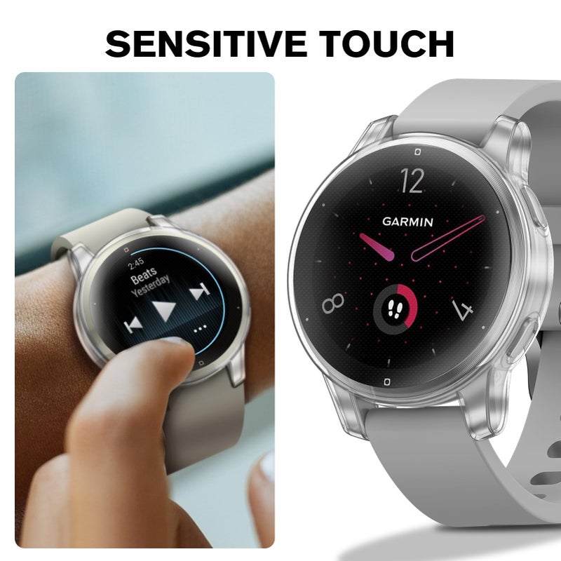 FINTIE 3 Packs Screen Protector Case Compatible with Garmin Venu 2S/Vivoactive 4S, Soft TPU Plated Bumper Full Cover Protective Cases [Scratch-Proof], Black/Clear/Silver - Image 4