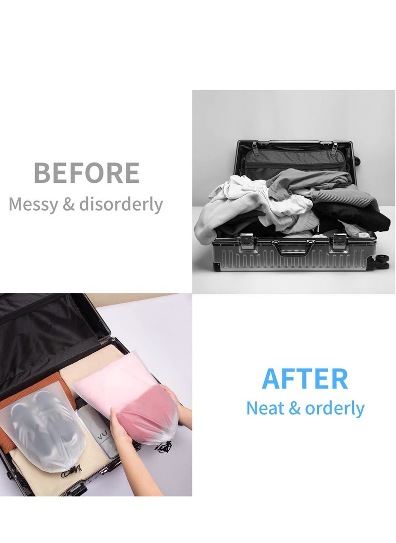 Clear Travel Shoe Bags - 10 Pack Large Dust-Proof Storage Pouches with Drawstring, Ideal for Men & Women, Perfect for Organizing and Protecting Footwear