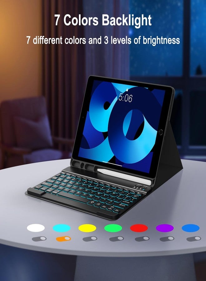 YUNPLE for iPad 9th 8th 7th Generation Case with Keyboard 10.2" - 7 Color Backlit Wireless Detachable Folio Keyboard Cover with Pencil Holder, Compatible with iPad Pro 10.5”/Air 3rd Gen (Dark Blue) - Image 3