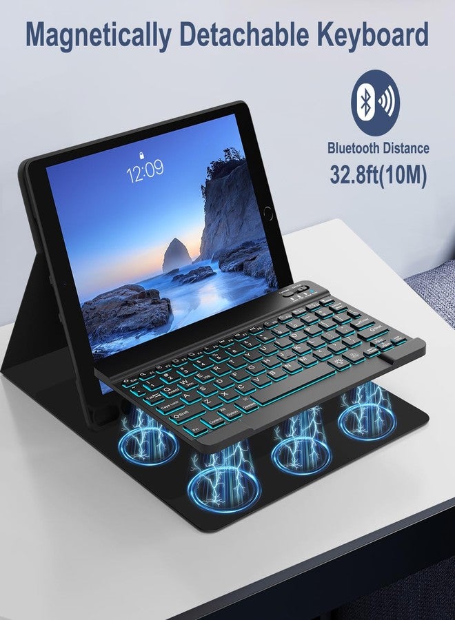 YUNPLE for iPad 9th 8th 7th Generation Case with Keyboard 10.2" - 7 Color Backlit Wireless Detachable Folio Keyboard Cover with Pencil Holder, Compatible with iPad Pro 10.5”/Air 3rd Gen (Dark Blue) - Image 4