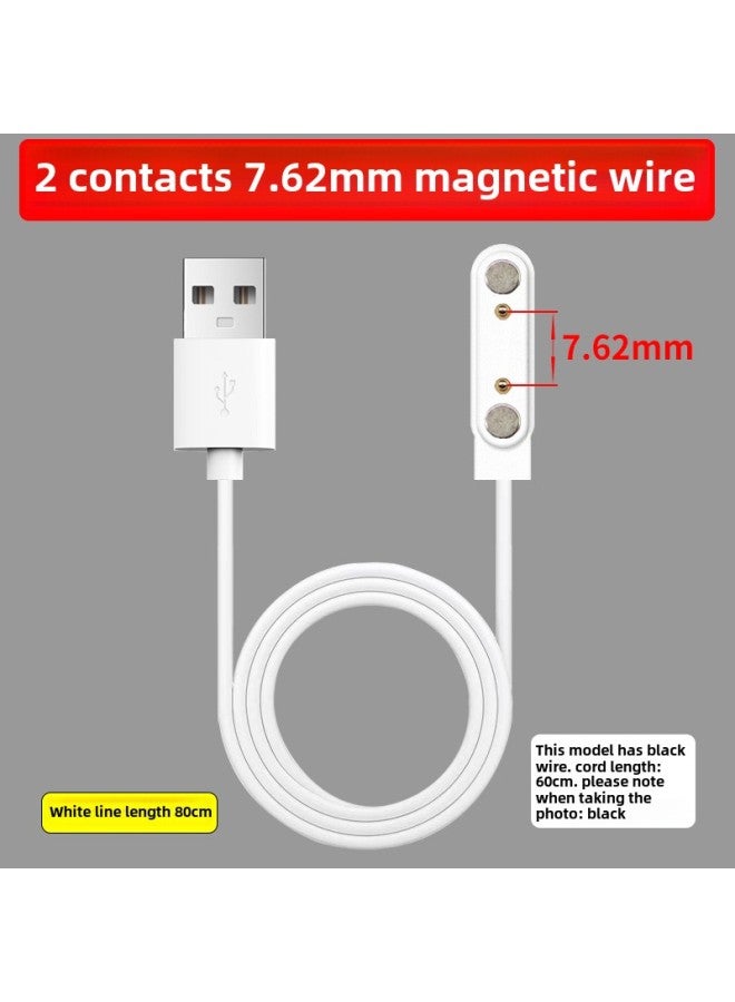 Suitable For Children's Phone Watch Smart Sports Bracelet Watch Universal 245 Contact PIN Needle Magnetic Data Charging-Color:2 Contacts 7.62mm Magnetic Cable-charging Cable + Charging Head  - Image 1