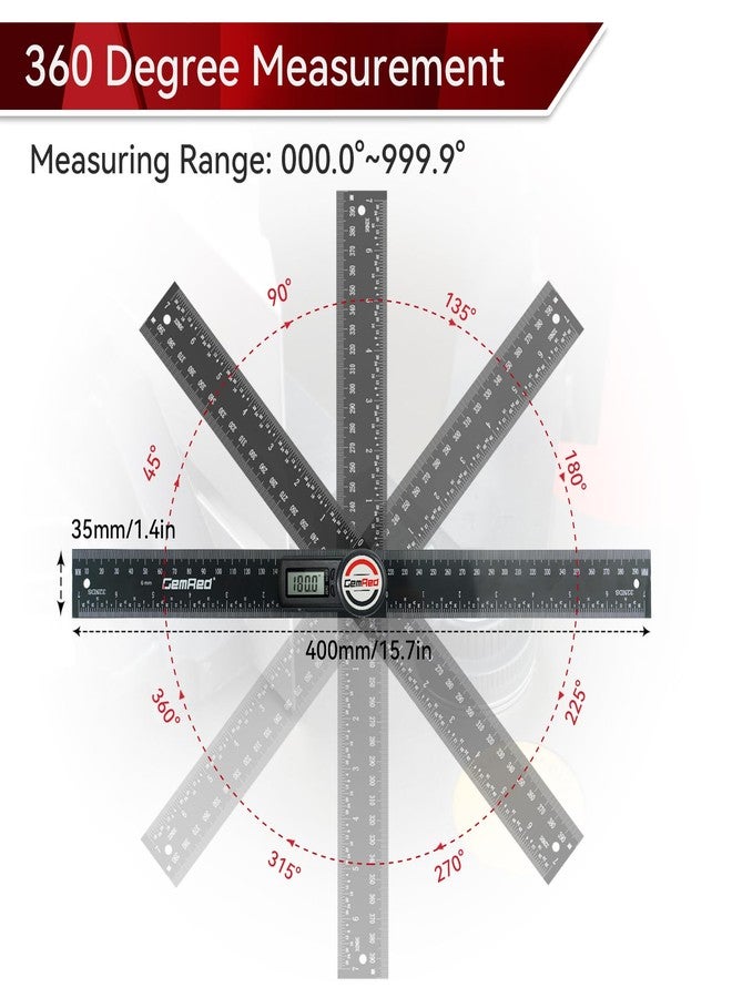 GemRed Digital Protractor Digital Angle Finder Ruler - Image 4