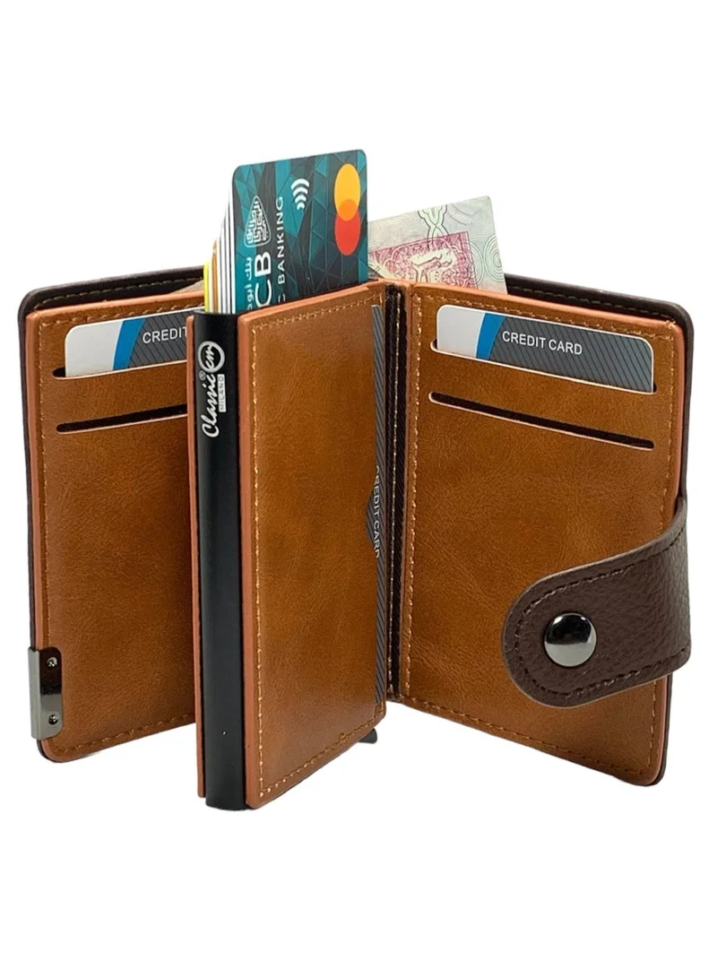 كلاسيك ميلانو محفظة Classic Milano من الجلد الصناعي مزودة بتقنية حجب RFID للرجال والنساء | حامل بطاقات بآلية إخراج تلقائية (Pop-Up) | محفظة لحفظ بطاقات الائتمان للرجال والنساء